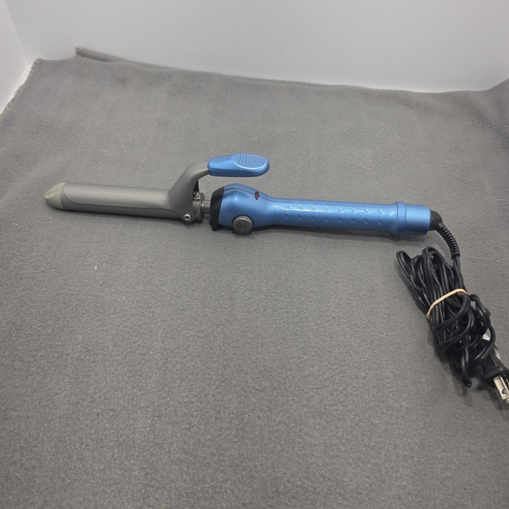 BaByliss Curling Iron Professional Nano Titanium BABNT125S Blue Tested& Works. J